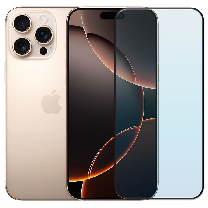 Folie din sticla securizata pentru Apple iPhone 16 Pro Max 5G, HAMSTERBOX Glass Shield, Protectie completa ecran, Full face, Aplicare rapida, Case Friendly, Transparenta