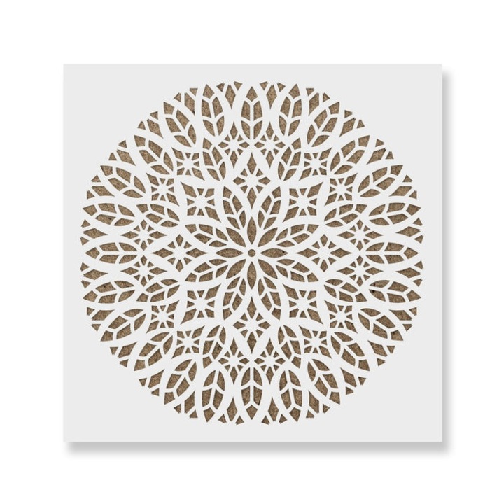 Sablon Perete vopsire, tencuiala 0.7mm Katedraali Mandala Refolosibil, model MXSP7157, 200 x 200 mm