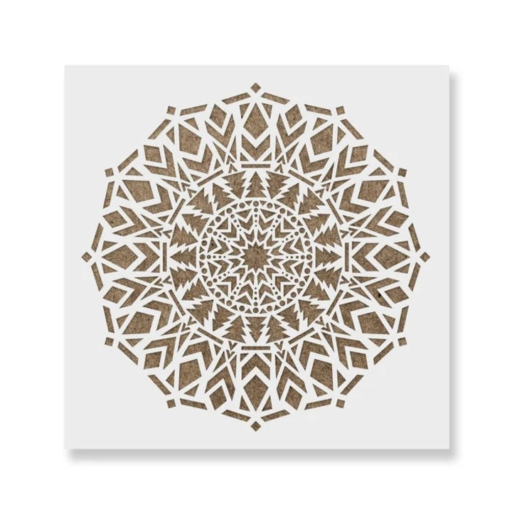 Sablon Perete vopsire, tencuiala 0.7mm Abeto Mandala Refolosibil, model MXSP7159, 200 x 200 mm