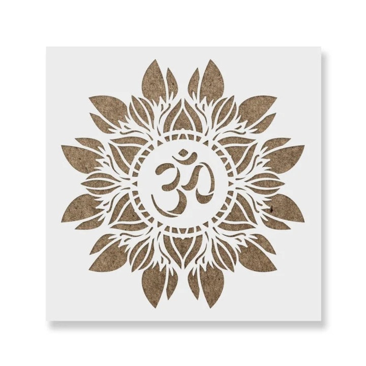 Sablon Perete vopsire, tencuiala 0.7mm Om Flower Mandala Refolosibil, model MXSP7150, 200 x 200 mm