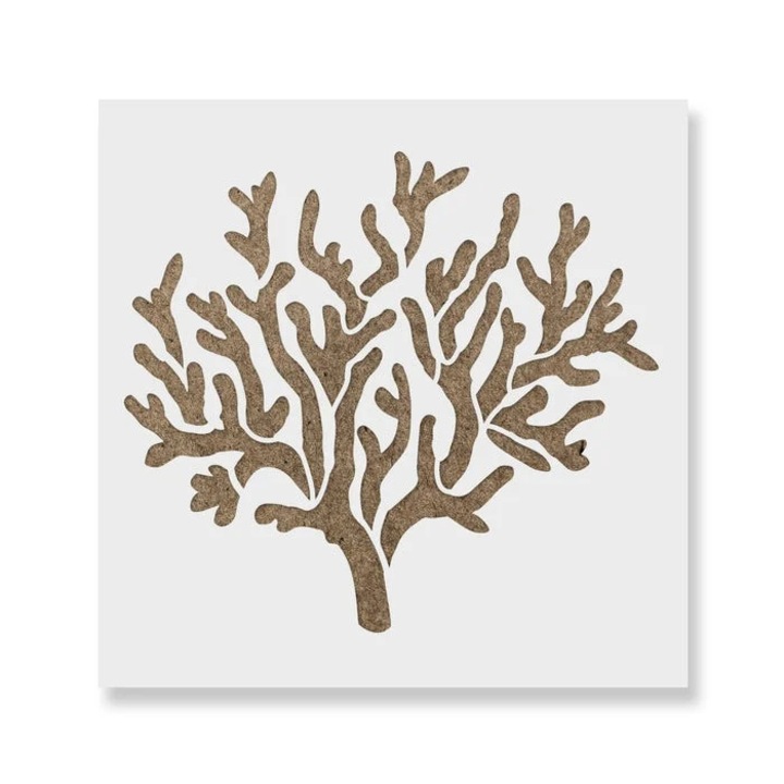 Sablon Perete vopsire, tencuiala 0.7mm Coral Stencil Refolosibil, model MXSP7169, 200 x 200 mm