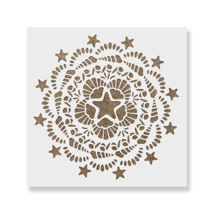 Sablon Perete vopsire, tencuiala 0.7mm Nautical Mandala Refolosibil, model MXSP7161, 200 x 200 mm