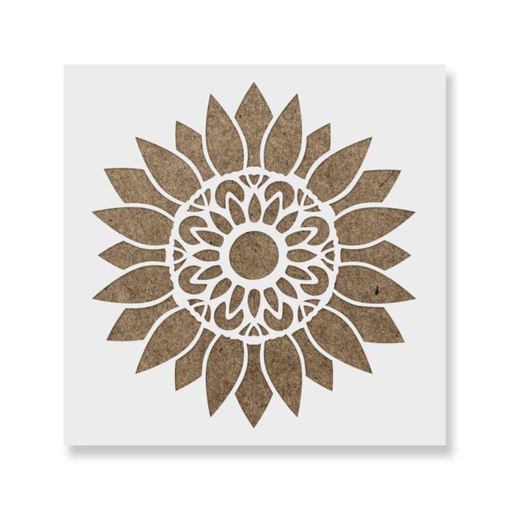 Sablon Perete vopsire, tencuiala 0.7mm Mandala Sunflower Stencil Refolosibil, model MXSP7175, 100 x 100 mm