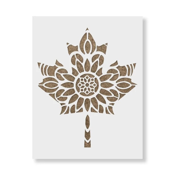 Sablon Perete vopsire, tencuiala 0.7mm Mandala Maple Leaf Refolosibil, model MXSP7203, 200 x 200 mm