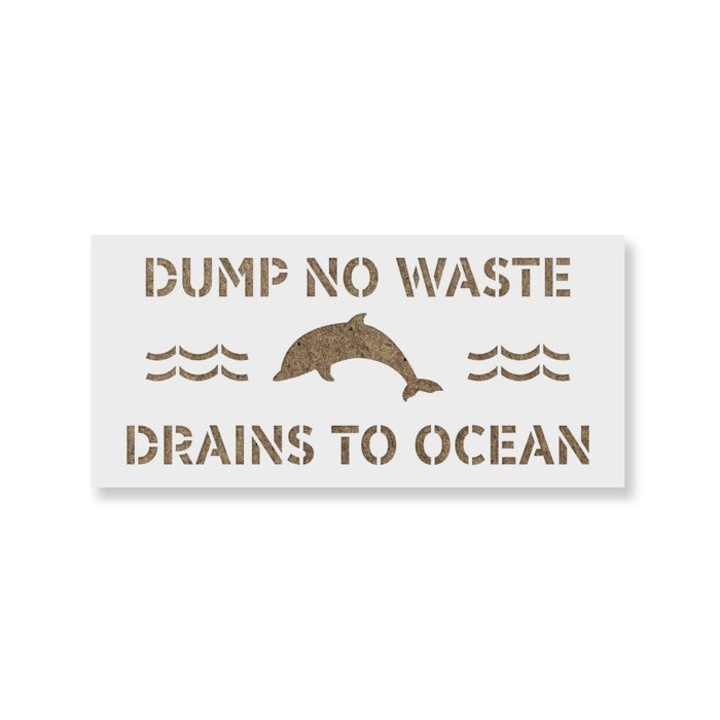 Sablon Perete vopsire, tencuiala 0.7mm No Dumping Drains to Ocean Refolosibil, model MXSP7210, 100 x 100 mm, 0.70 mm