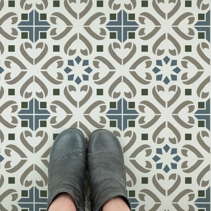 Sablon Perete vopsire, tencuiala 0.7mm Inima Tile Stencil Refolosibil, model MXSP7287, 100 x 100 mm