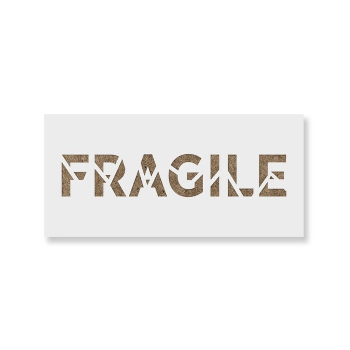 Sablon Perete vopsire, tencuiala 0.7mm Fragile Word Broken Refolosibil, model MXSP7251, 100 x 100 mm, 0.70mm