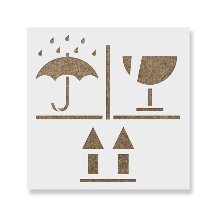 Sablon Perete vopsire, tencuiala 0.7mm Keep Dry Fragile Up Refolosibil, model MXSP7241, 100 x 100 mm, 0.70mm