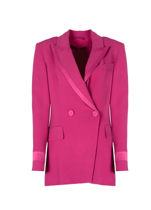 Sacou dama Patrizia Pepe, cu doua buzunare, viscoza, roz, 38 EU