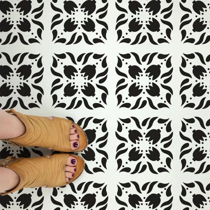 Sablon Perete vopsire, tencuiala 0.7mm Tyrell Tile Stencil Refolosibil, model MXSP7279, 200 x 200 mm