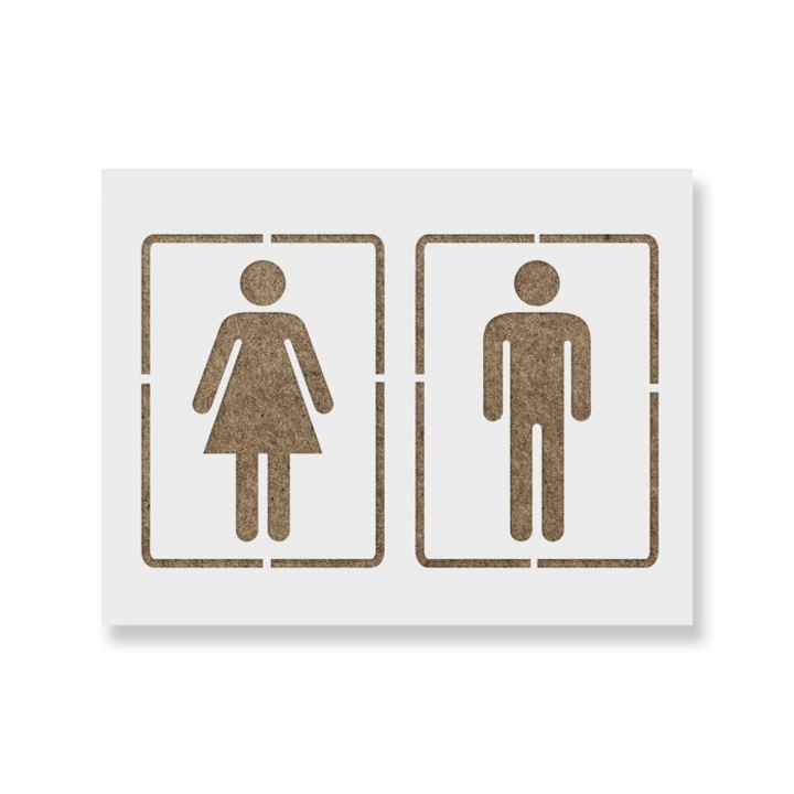 Sablon Perete vopsire, tencuiala 0.7mm Bathroom Sign Refolosibil, model MXSP7211, 100 x 100 mm, 0.70mm