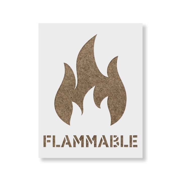 Sablon Perete vopsire, tencuiala 0.7mm Flammable Symbol Refolosibil, model MXSP7228, 100 x 100 mm, 0.70mm