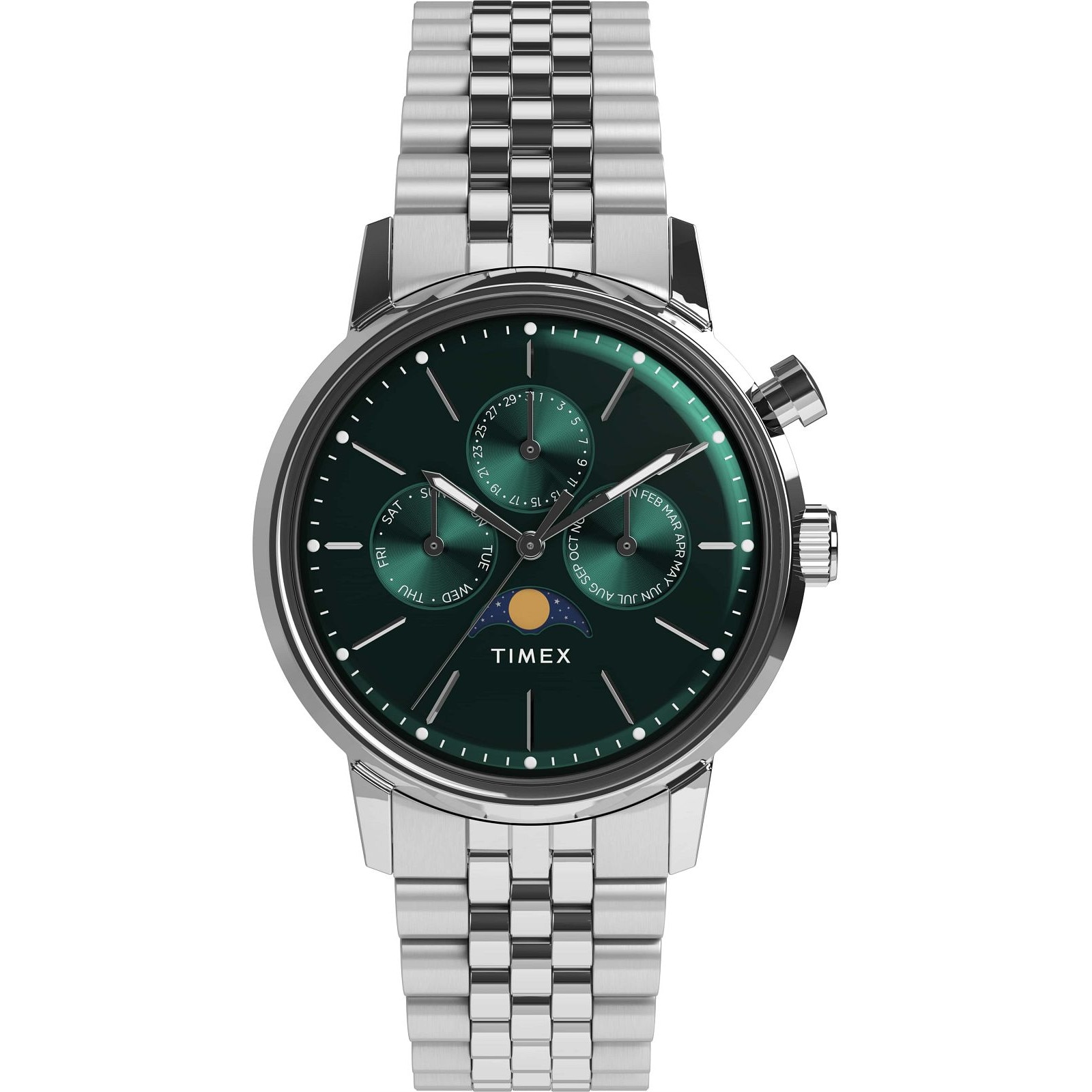 Ceas barbati Timex Marlin Moon Phase, 40x12mm, cadran verde