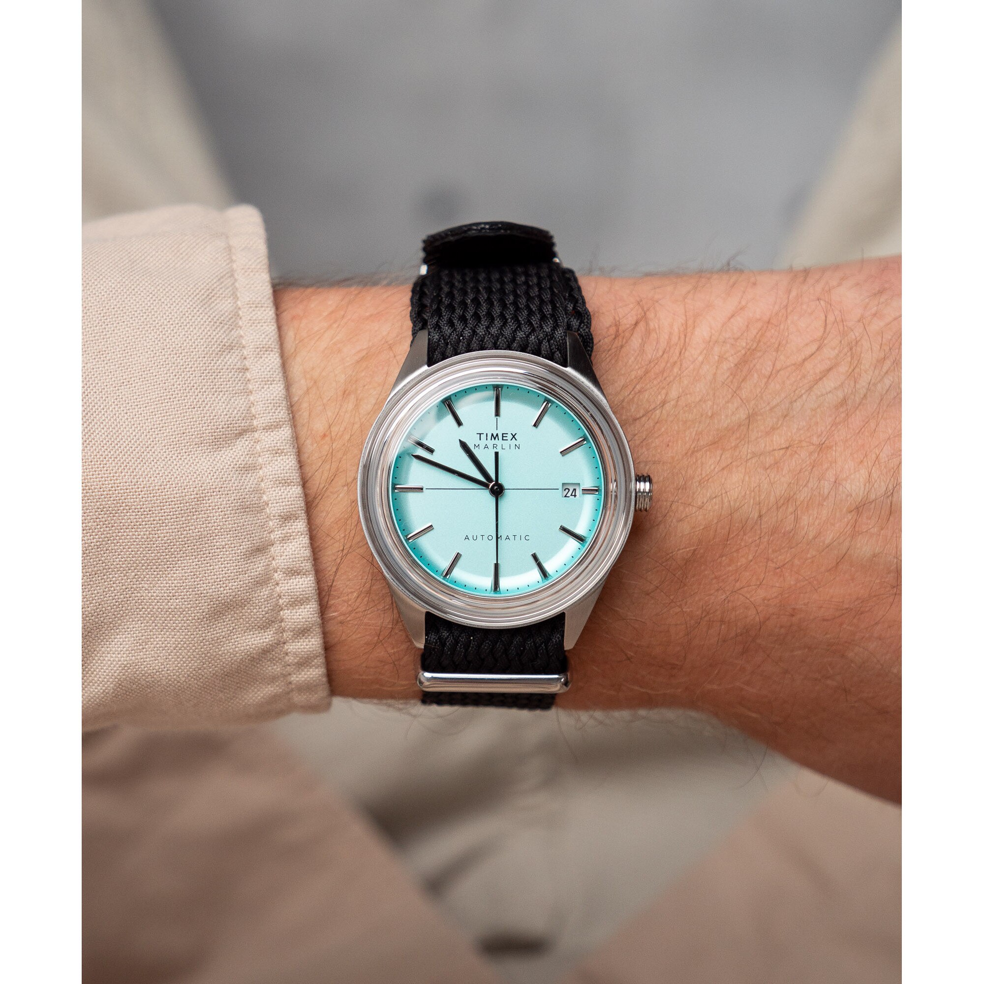 Ceas barbati Timex Marlin Automatic, albastru, curea textila