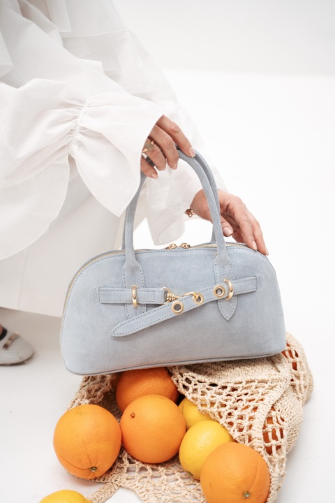 Дамска чанта, Moranti, велур, светлосиня