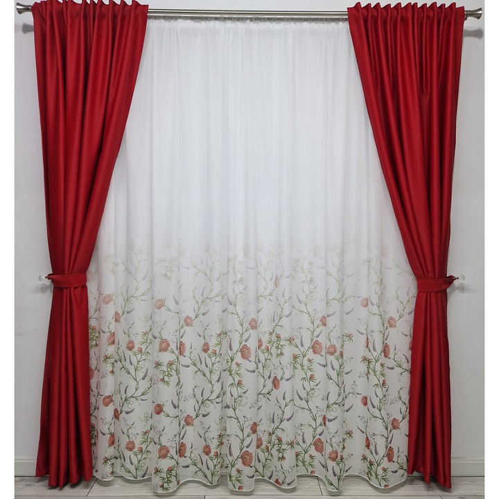 Draperie Blackout Uni Rosu cu rejansa 2 buc x 100 x 220