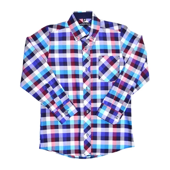 Camasa cu maneca lunga, in carouri, pentru baieti, Jankes JKS010425-5, Multicolor 122 CM