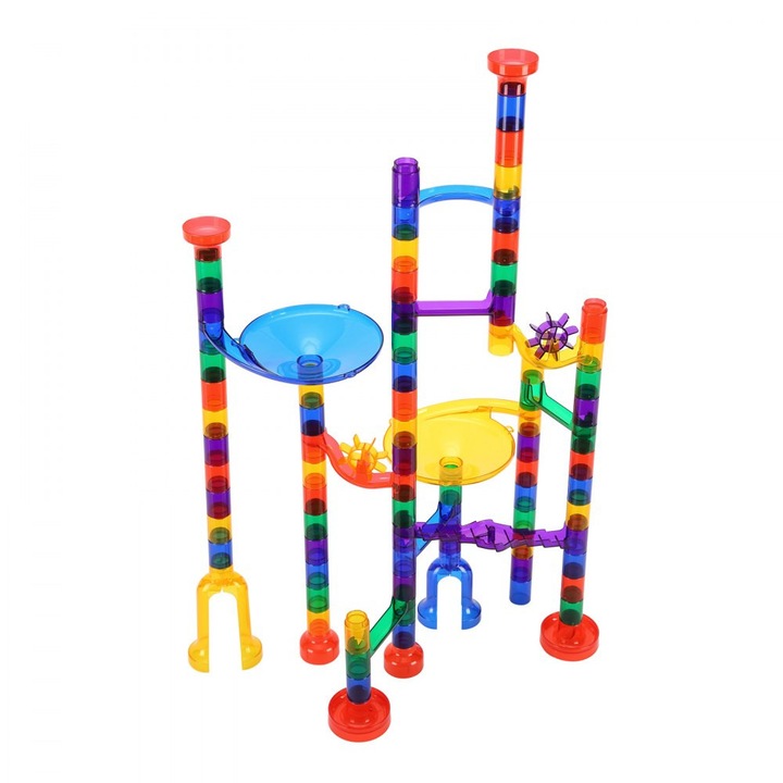 Set de constructie cu bile, marble run, 110 piese, multicolor