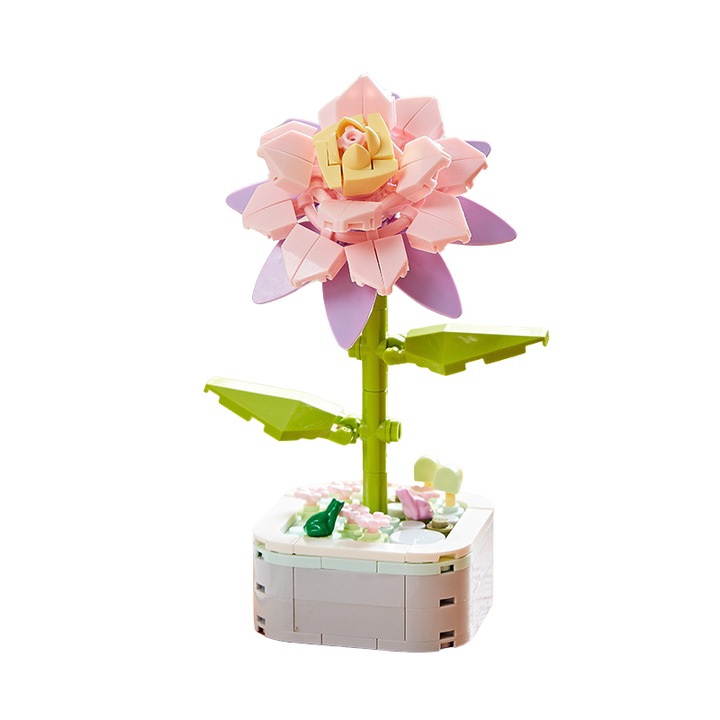 Innovium™ 3D rózsaszín Epiphyllum virág építőkészlet, egzotikus cserepes modell, 128 g, 22,2 × 17,91 × 5,21 cm, prémium építőelem-szett, művészi virágdísz gyerekeknek és felnőtteknek