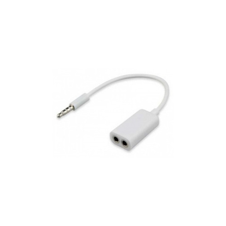 Splitter audio adapter, jack 3,5 mm-től 2 x jack 3,5 mm-es anya, fehér, Dactilion®