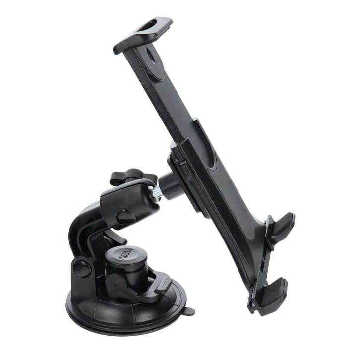 Suport auto pentru tableta, Ax-01, 7-10 inch, ventuza, rotire 360, prindere in 3 puncte, negru