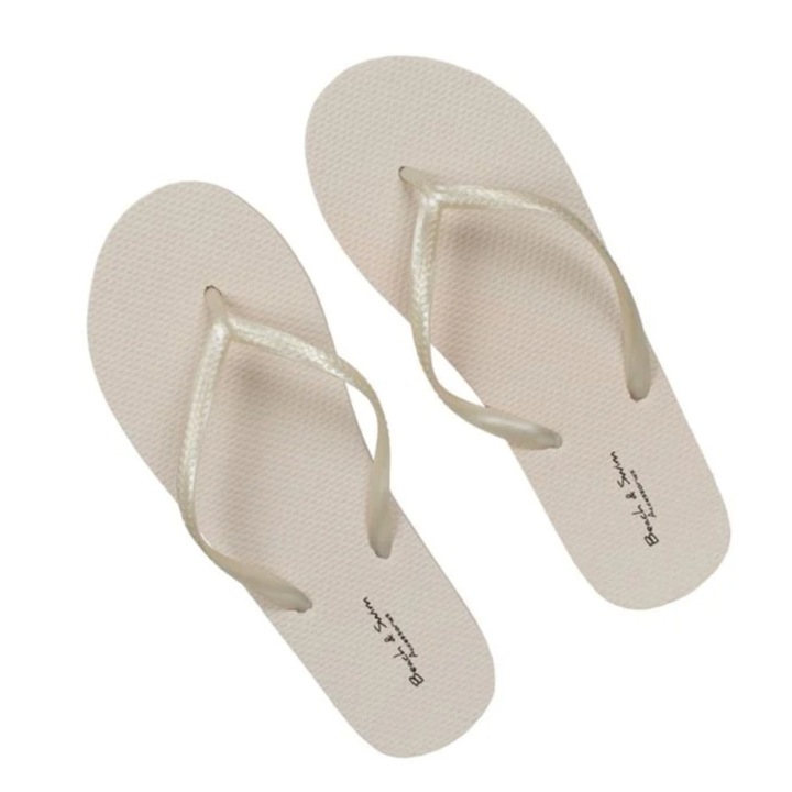 Papuci de plaja cu talpa reliefata si curelusa, pentru femei, crem, 38-39