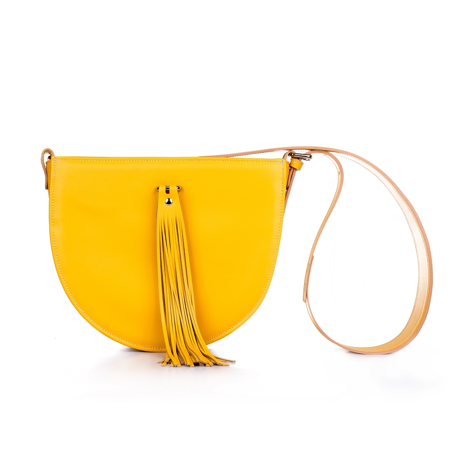 Geanta dama, RENA, model Josie galben, din piele naturala