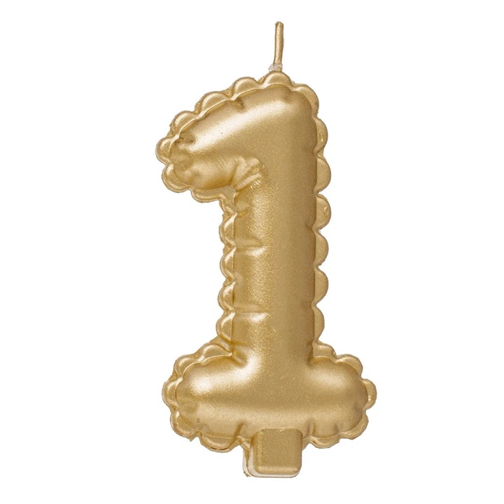 Свещ за рожден ден, №1, Металик, Златист