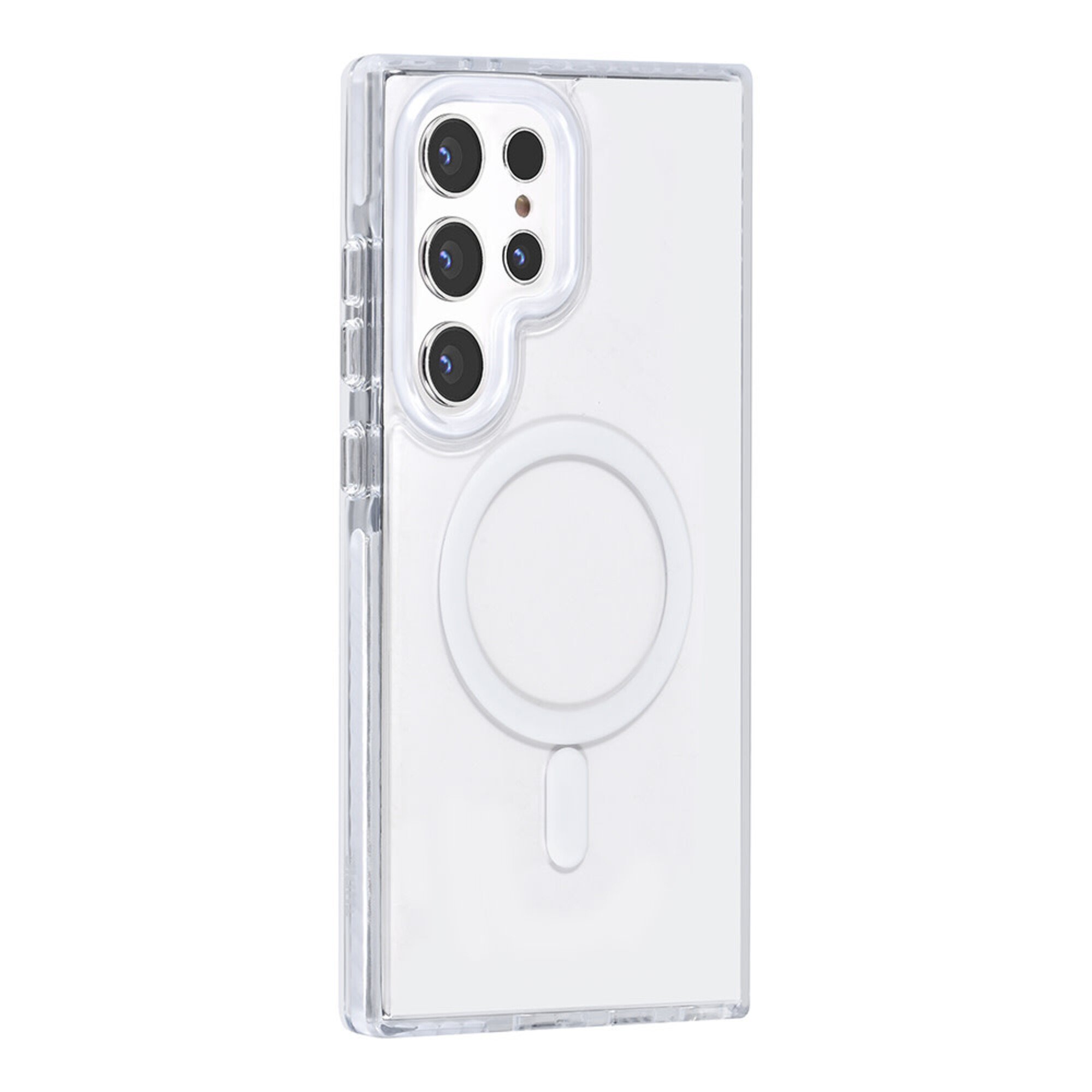 Husa pentru Samsung Galaxy S25 Ultra DaDen®, Snur detasabil, Antisoc, Protectie Superioara, Bumper interior, Magsafe, Transparenta cu Alb