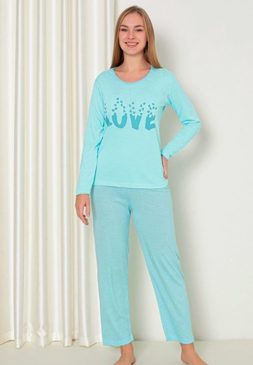 Pijama dama, pantaloni lungi Turcoaz marimea L