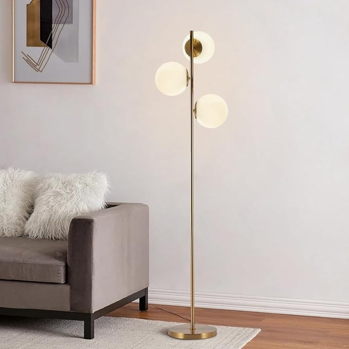 Lampadar JIJU® 160cm Cu 3 Glob Alb Mat Negru