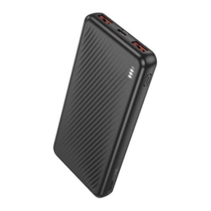 Power bank Borofone "BJ56", 10000 mAh, 22,5 W, 2 x USB, 1 x USB Type-C, 1 x Micro USB, összesen 2A, fekete