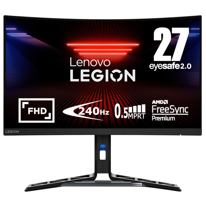 Hajlított Gaming Lenovo Legion R27fc-30, 27" Full HD 1920 x 1080, VA, 240 Hz, 6 ms, G-SYNC/FreeSync, Raven Black