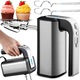 Mixer de Mana RETOO TechPro, Putere 300W, 5 Setari de Viteza, Functie Turbo, Buton de Eliberare a Agitatorului, Agitatoare din Otel Inoxidabil, Tensiune 220-240v~ 50/60hz, Lungime Cablu de Alimentare 96 cm, 13,5 X 19 X 8 cm, Argintiu, Negru