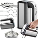 Mixer de Mana RETOO TechPro, Putere 300W, 5 Setari de Viteza, Functie Turbo, Buton de Eliberare a Agitatorului, Agitatoare din Otel Inoxidabil, Tensiune 220-240v~ 50/60hz, Lungime Cablu de Alimentare 96 cm, 13,5 X 19 X 8 cm, Argintiu, Negru