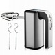 Mixer de Mana RETOO TechPro, Putere 300W, 5 Setari de Viteza, Functie Turbo, Buton de Eliberare a Agitatorului, Agitatoare din Otel Inoxidabil, Tensiune 220-240v~ 50/60hz, Lungime Cablu de Alimentare 96 cm, 13,5 X 19 X 8 cm, Argintiu, Negru