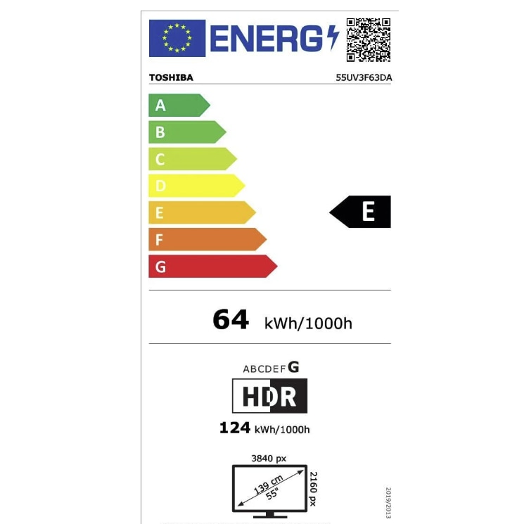 Televizor LED TOSHIBA 55UV3F63DA, 139 cm, 4K UHD, HDR, Smart TV, control vocal (Amazon Alexa)