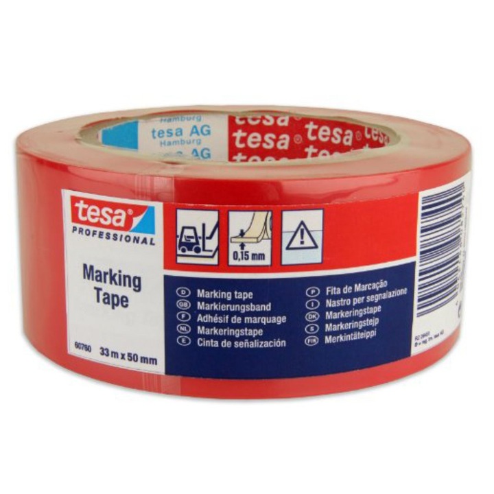 Banda adeziva de marcare Tesa, galbena, 50 mm x 33 m
