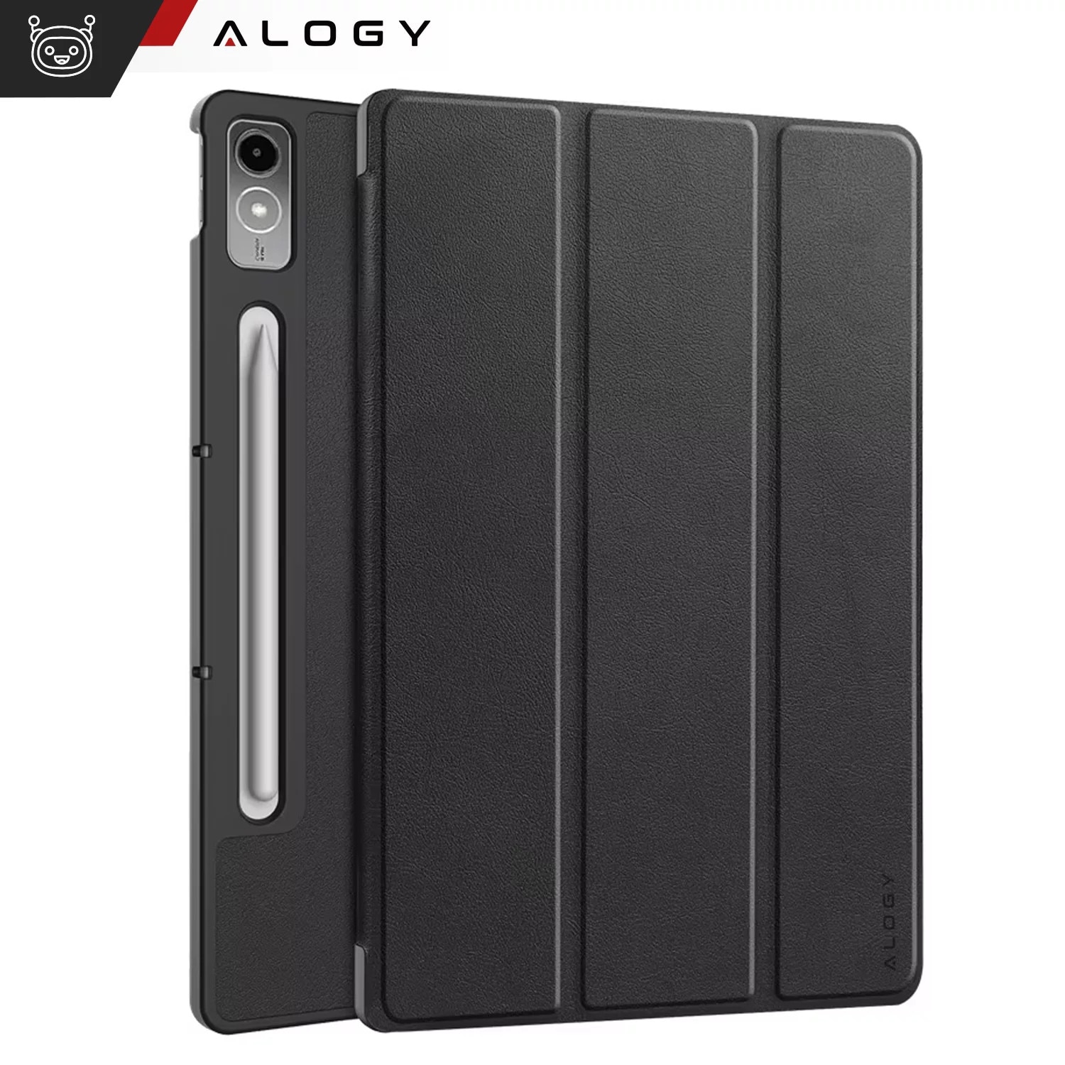 Etui cu clapa Alogy Book Cover Case pentru Lenovo Tab P12 12.7 TB-370, negru, functie Sleep/Wake Up, suport integrat