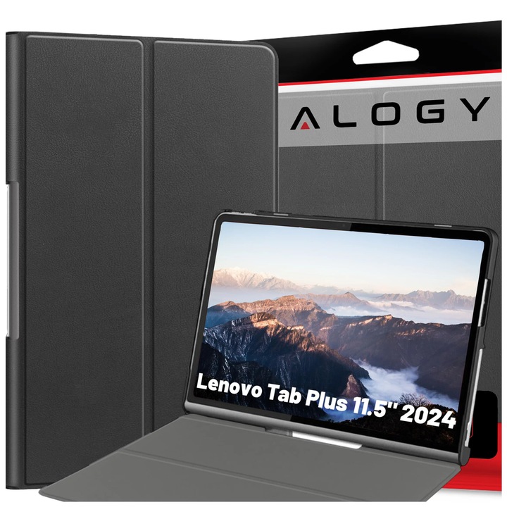 Husa tableta Alogy Book Cover pentru Lenovo Tab Plus 11.5" 2024 TB351FU, neagra, cu functie Smartcover