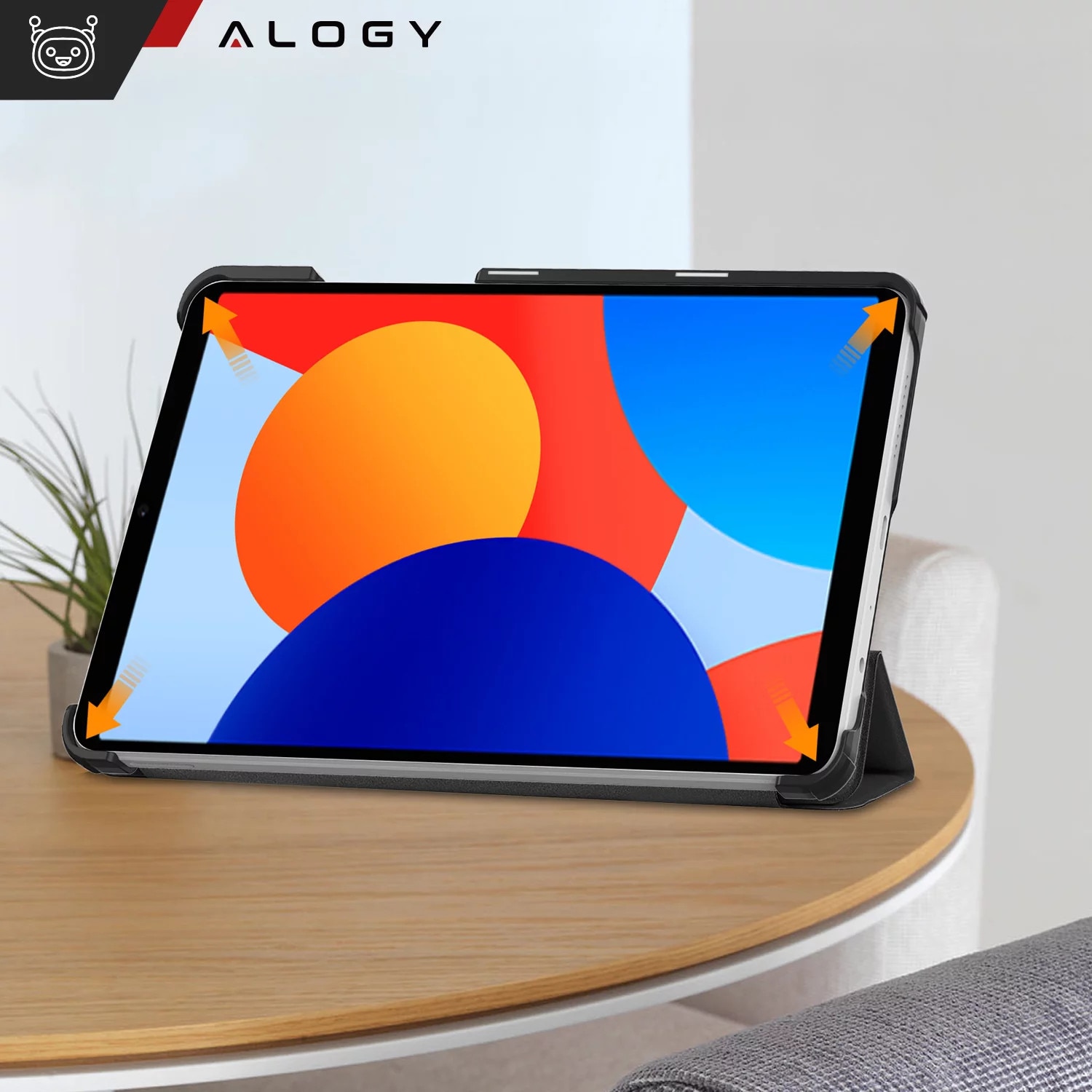 Husa pentru tableta Alogy Book Cover pentru Redmi Pad SE 8.7" 4G, neagra, cu functie Sleep/Wake Up, suport integrat