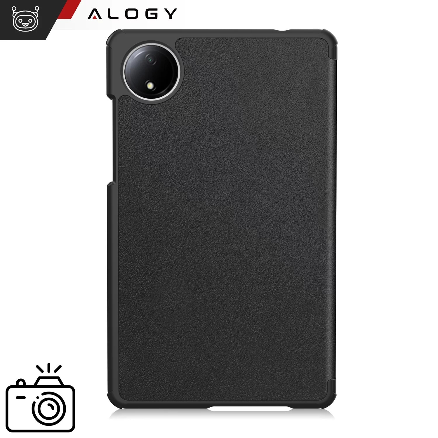 Husa pentru tableta Alogy Book Cover pentru Redmi Pad SE 8.7" 4G, neagra, cu functie Sleep/Wake Up, suport integrat