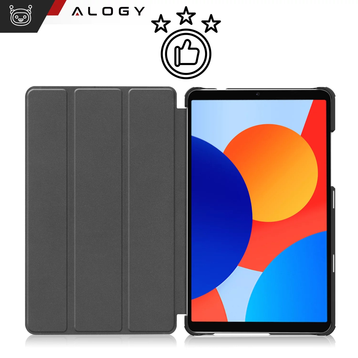 Husa pentru tableta Alogy Book Cover pentru Redmi Pad SE 8.7" 4G, neagra, cu functie Sleep/Wake Up, suport integrat