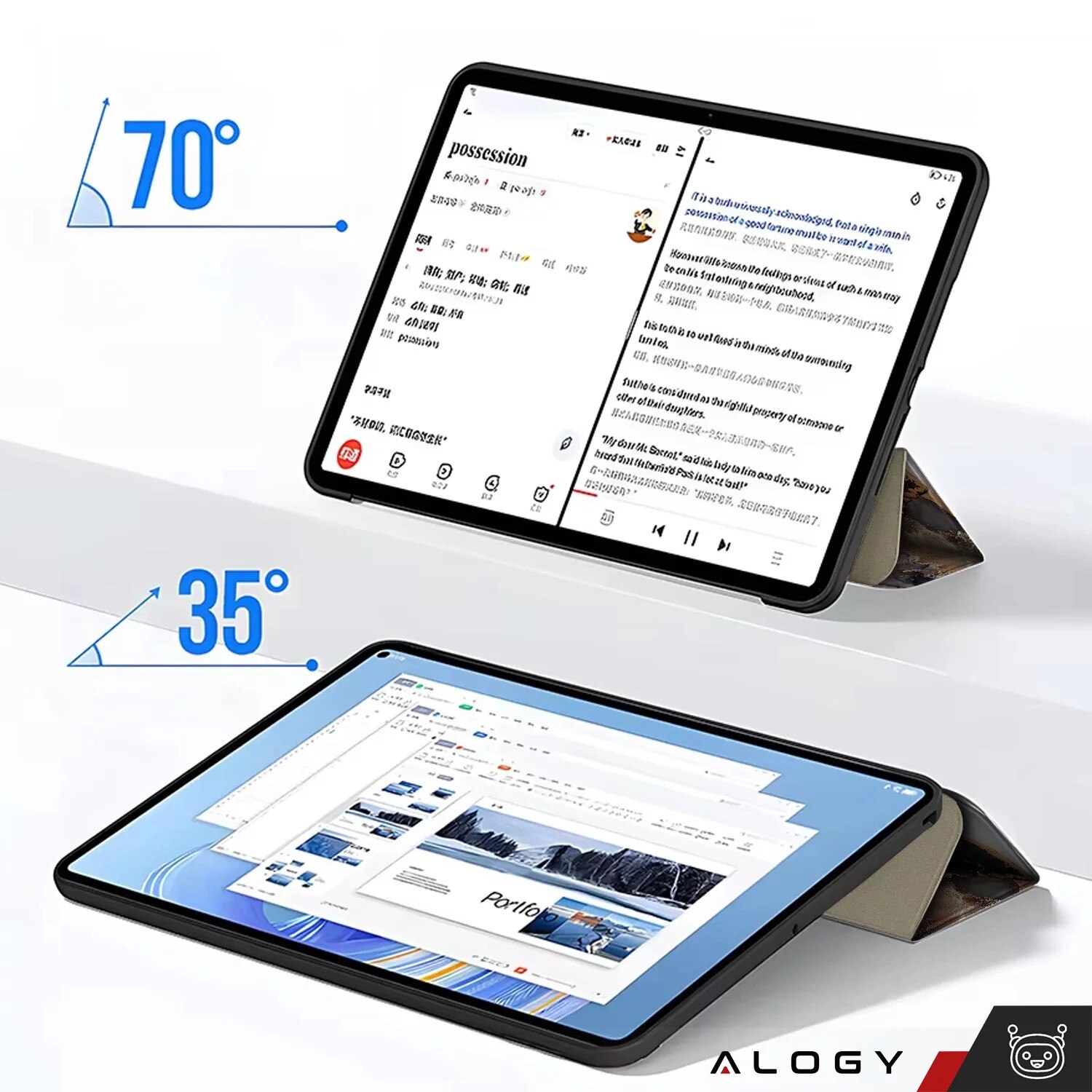 Etui Alogy Book Cover pentru Apple iPad 10.9" (10Gen) 2022, Cloudy Marble, functie Sleep/Wake Up, suport integrat
