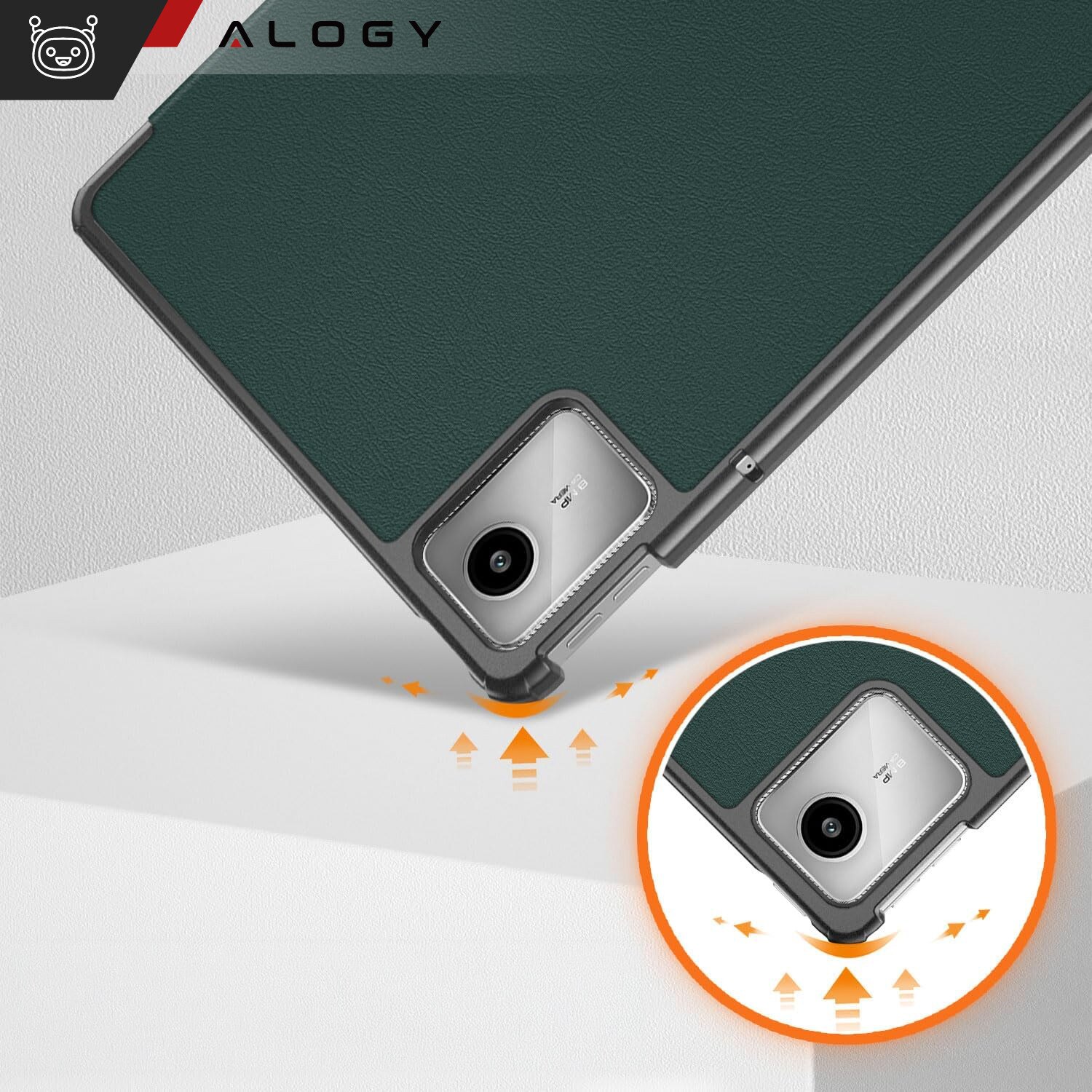 Etui pentru tableta Alogy Book Cover Case, verde, compatibil cu Lenovo Tab K11E/M11 10.95", functie Sleep/Wake Up, suport integrat