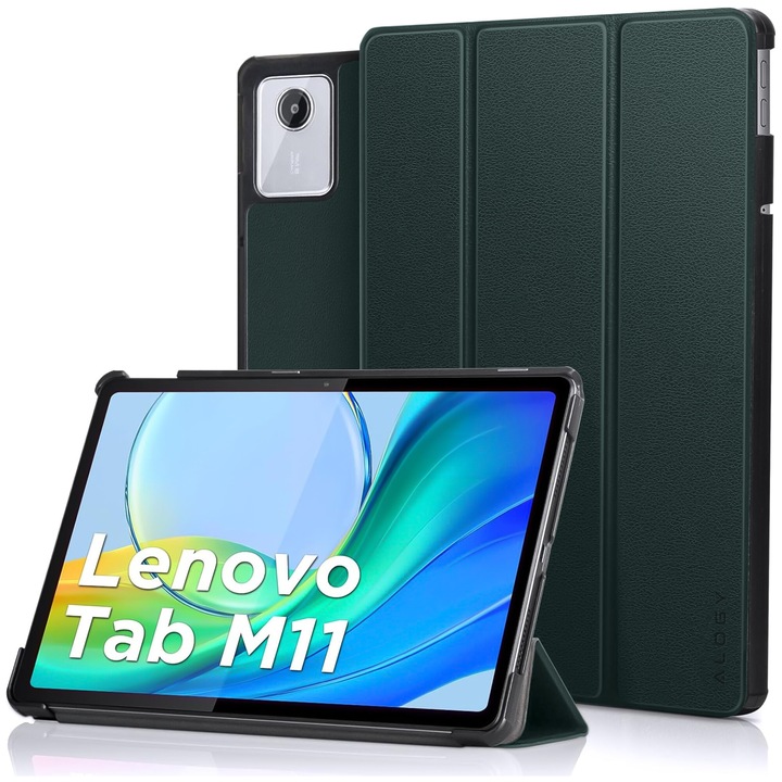 Etui pentru tableta Alogy Book Cover Case, verde, compatibil cu Lenovo Tab K11E/M11 10.95", functie Sleep/Wake Up, suport integrat