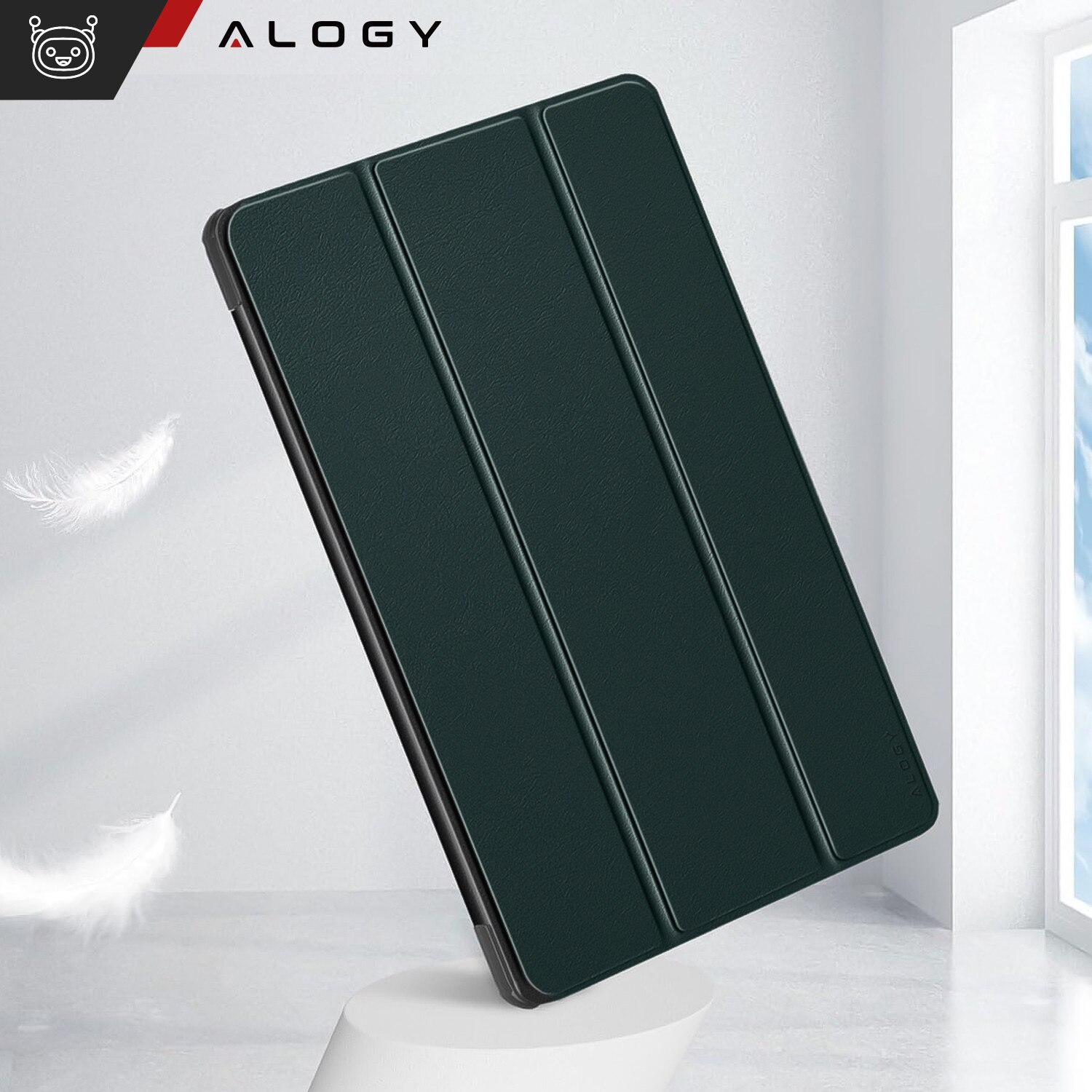 Etui pentru tableta Alogy Book Cover Case, verde, compatibil cu Lenovo Tab K11E/M11 10.95", functie Sleep/Wake Up, suport integrat