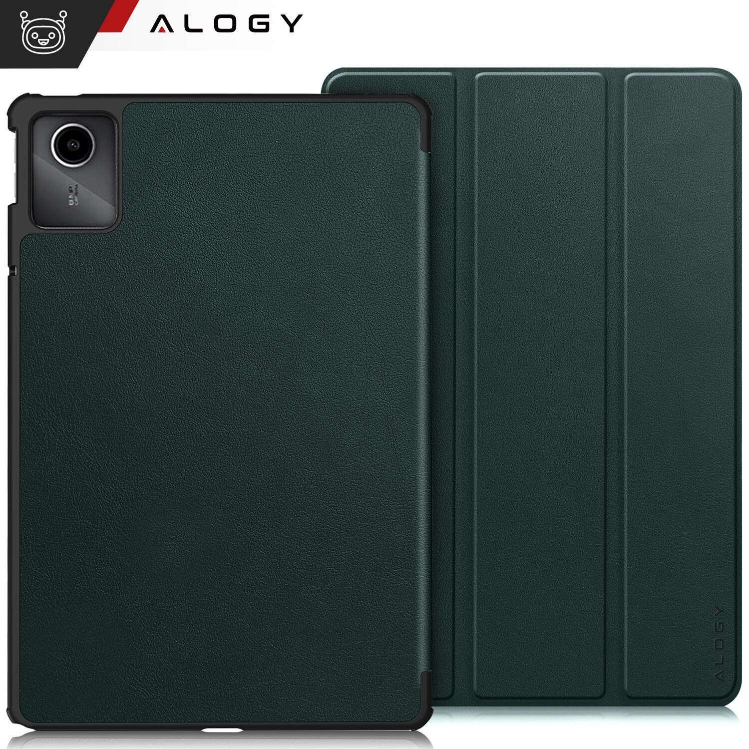 Etui pentru tableta Alogy Book Cover Case, verde, compatibil cu Lenovo Tab K11E/M11 10.95", functie Sleep/Wake Up, suport integrat