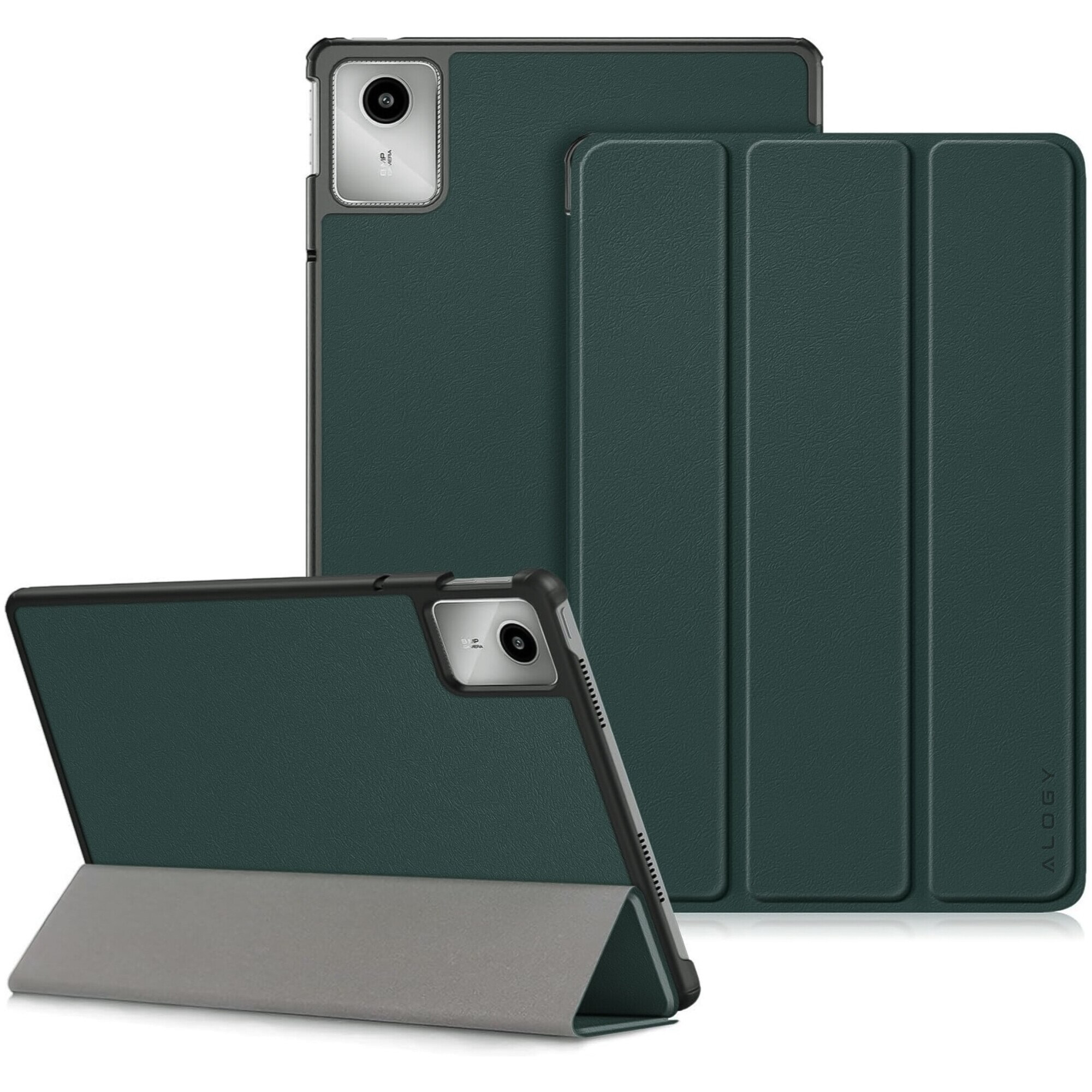 Etui pentru tableta Alogy Book Cover Case, verde, compatibil cu Lenovo Tab K11E/M11 10.95", functie Sleep/Wake Up, suport integrat
