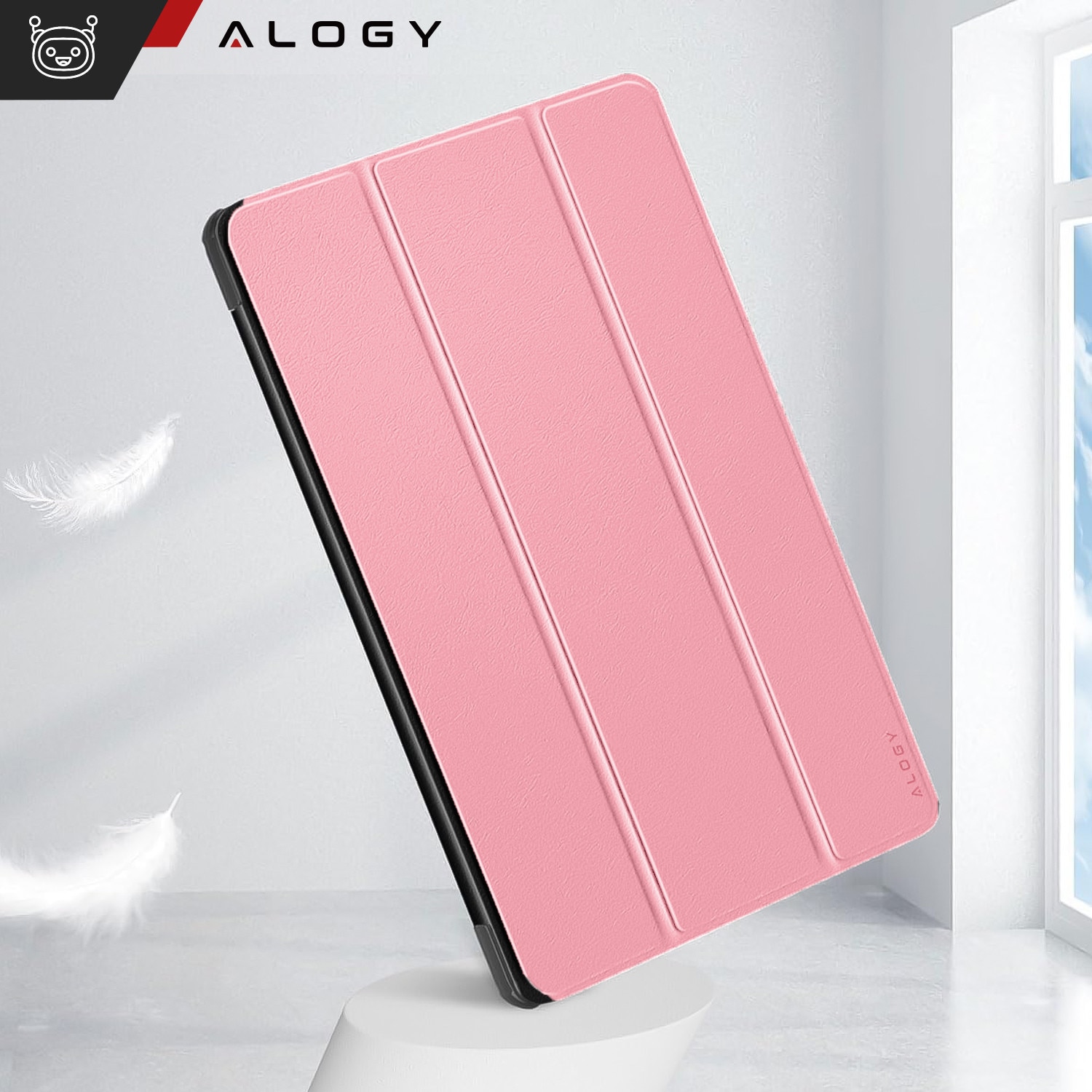 Etui Alogy Book Cover Case pentru Lenovo Tab K11E / M11 10.95", ecologic, cu functie Sleep/Wake Up, roz